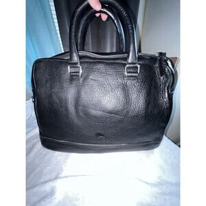 Levinson Leather Goods Messenger Bag Briefcase Black Pebbled Leather Shoulder